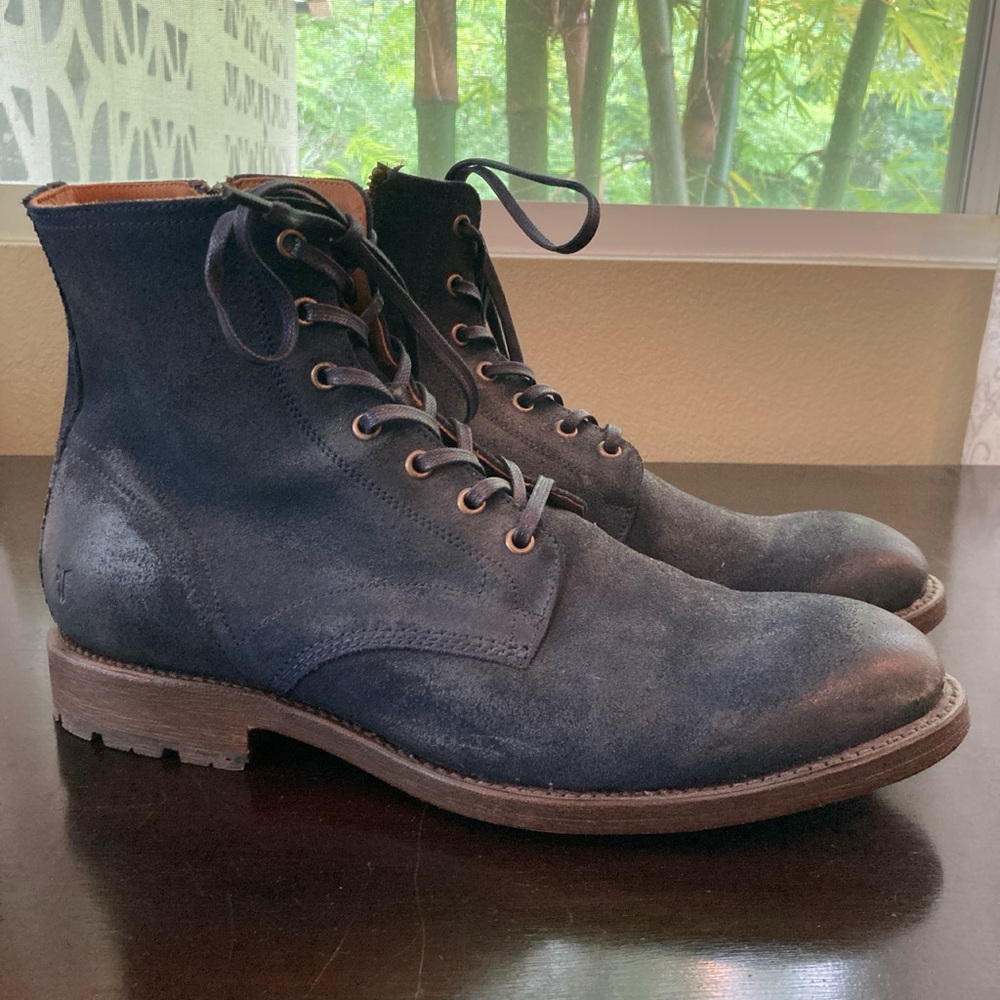 Men’s blue suede Frye boots